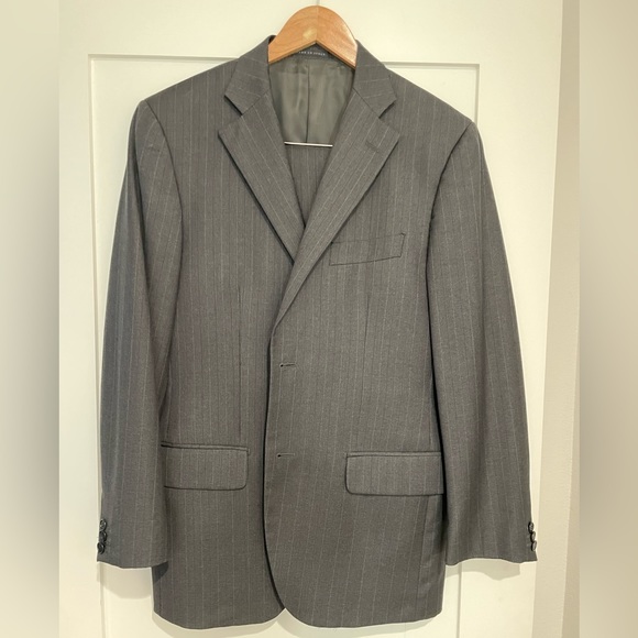 Lubiam Other - Lubiam Studio Gray Suit with Purple/Blue Stripes